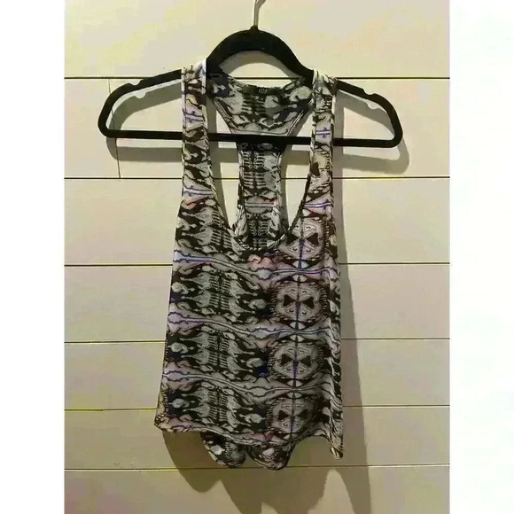 Tibi Watercolor 100% Silk Raceback Tank, size 4 - Picture 1 of 6